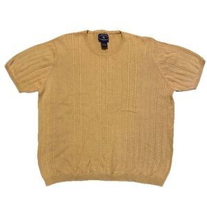 Chelsea Cambell Sweater Top Women’s Medium 100% Cotton Cable Knit Short Sleeve